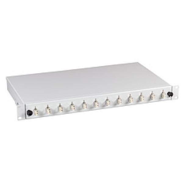 19 1 HE Fiber Optic Patchpanel / Spleißbox für 16 LC-Adapter duplex, RAL7035, teil-bestückt